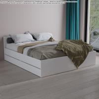 Кровать двуспальная Квазар Белая с ящиками